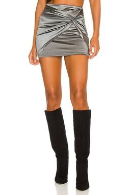 Superdown Samara Knot Mini Skirt - XS - Silver